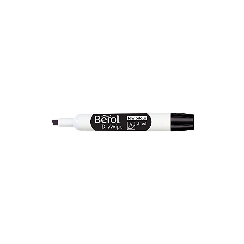 Berol Dry Wipe Chisel Tip Whiteboard Marker - Black (Pack
