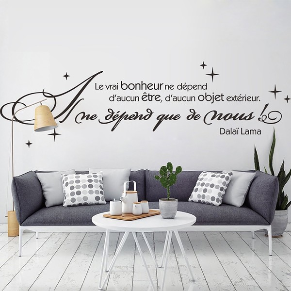 decalmile Wall Stickers Quotes The True Happiness Does Not Dependt On Any Being. Wall Sticker Text Bedroom Living Room Office Wall Decoration