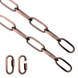 Helunsi Lighting Chain, 6 Feet Red Bronze Light Fixture Chain, Metal Chandelier Chain Extension with Connection Link Lock, Heavy Duty Hanging Chain Lamp Fixture Pendant Ceiling Decorative Kit - 6'