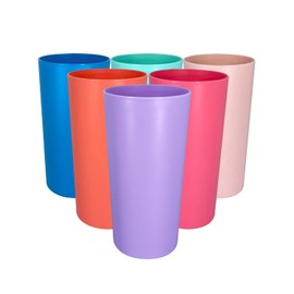 Yalin 26 ounce Plastic Tumblers/Large Drinking Glasses/Party Cups/Iced Tea Glasses,Unbreakable, Dishwasher Safe, BPA Free,set of 6 in 6 Assorted Colors