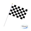 Racing Checkered Flag on Plastic Stick,Hand Stick Flag,50 Pack Racing