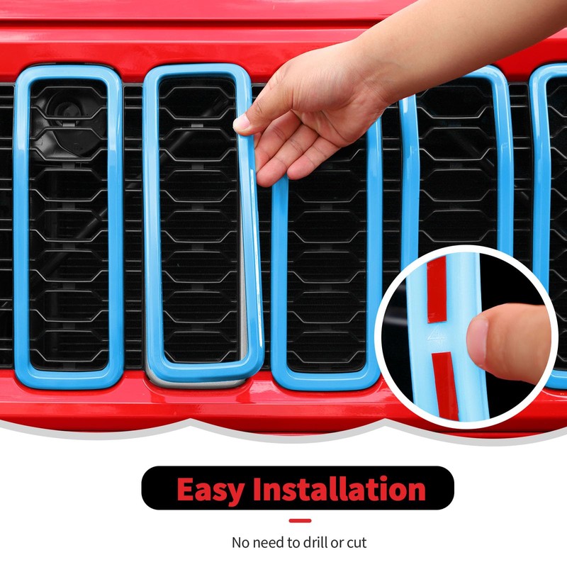 Front Grille Inserts Grill Decoration Exterior Accessories Compatible with Jeep