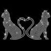 Glitzerdeals Iron-On Patch Rhinestone Cats Heart Cat Couple Rhinestone Motif