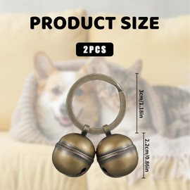 4 Pcs Cat Dog Collars Bells,Brass Pet Collar Bell,Vintage Charm Pendants for Anti Lost Tracking,for Tracker Pets Pendant,Key Split Rings,Dogs Cats Harness Necklace Decoration Charms for Potty Training