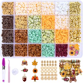 MIIIM Fall Clay Beads Kit for Bracelets Making, Heishi Beads, Clay Charms and Gold Spacer Beads for Jewelry Making, Friendship Bracelet Beads Kit for Crafts, Concert, Raves, Gifts