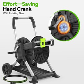 Yestar Upgrade Garden Hose Reel Cart, Holds 200 Ft 5/8" Hose With Wheels