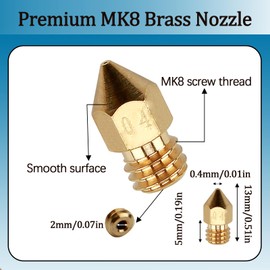 20pcs MK8 0.4mm 3D Printers Brass Nozzles Hotend Extrusion Nozzle for Ender 3 Ender 3 V2 Ender 3 Pro Ender 3 Max Ender 5 Pro Ender 3 S1 Ender 3 Neo Ender-2 Pro CR-10S Extruder Nozzle Accessories