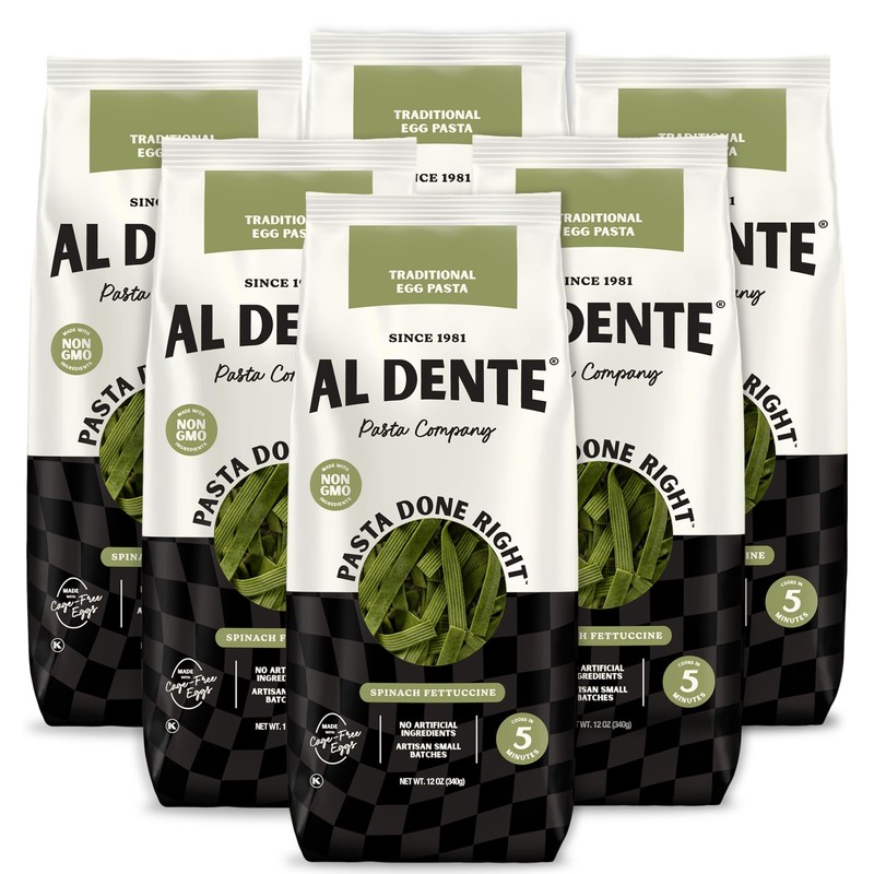 Al Dente Spinach Fettuccine – All-Natural, Hand-Crafted Egg Pasta. Traditional