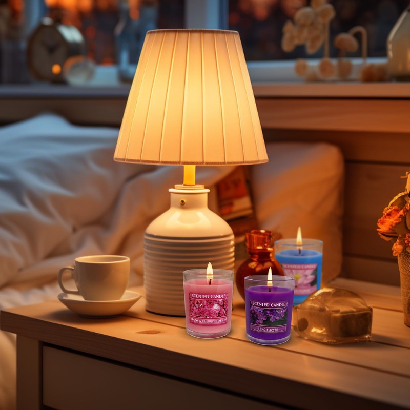 12 Pack Strong Scented Votive Candles Gift Set with 6