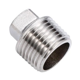Pysrych Stainless Steel 304 Cast Pipe Fitting, Square Head Cored Plug, 1/2" NPT Male (Pack of 5)