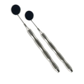 Set of 2 - Hollow Handle Dental Mouth Mirror #5 - Lightweight Mouth Examination Mirror with Handle | Silver | German Stainless CE