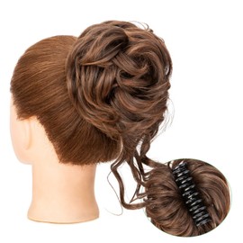 S-noilite Claw Clip Messy Bun Hair Pieces Tousled Updo Fake Hair Bun Chignon Wavy Curly Messy Bun with Clip Hair Extensions Scrunchie Clip on Bun Ponytail Hairpieces for Women(30T4#)
