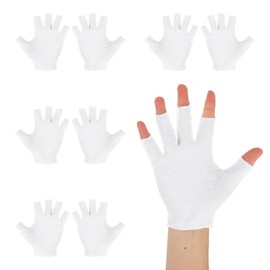 4 pares de guantes de algodón sin dedos, guantes blancos sin dedos para manos secas, talla única que se adapta a la mayoría de accesorios hidratantes 