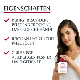 Eucerin pH5 Replenishing Hand Wash Oil 250 ml, Moisturising Liquid Soap with Nourishing Oils for Sensitive Hands, Hand Wash Gel Suitable for Daily Use