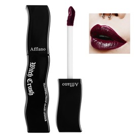 DE'LANCI Burgundy Red Gothic Lips Gloss Dark Red, Waterproof and Non-Sticky, Moisturising, Highly Pigmented Vegan Lip Gloss for Eye-catching Cosplay, Vampire & Halloween Make-Up #01