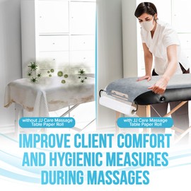JJ CARE Disposable Massage Table Sheets - 120 Sheets [24" x 390 feet, 2 Roll] - 50% Thicker Perforated Massage Bed Cover, Non-Woven Disposable Roll for Massage Table for Waxing, Facial, Tattoo, & Spa