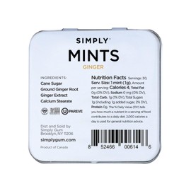 SIMPLY MINTS Natural Ginger Breath Mints, 6 Pack (180 Pieces), Made with Real Ginger Oil | Aspartame-Free, Sorbitol-Free, Xylitol-Free, Vegan, Kosher, Non-GMO