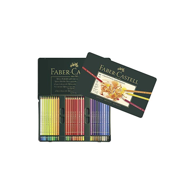 FABER-CASTELL Polychromos Colouring Pencils, Pack of 12, Metal Case, Pack