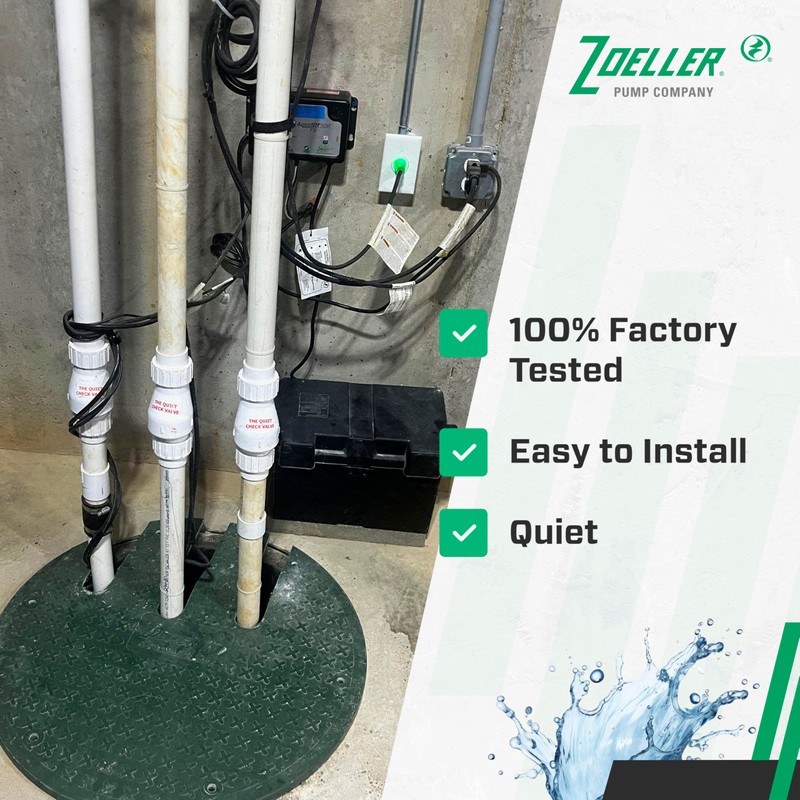 Zoeller 30‑0040 Quiet Check Valve 1-1/2″ PVC Full Flow Solvent‑Weld