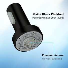 HAMOLER llave de cocina con cabezal de pulverización extraíble para llave de cocina de repuesto de doble función, llave de repuesto para fregadero de fregadero, boquilla pulverizador, negro mate