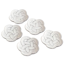 New Year Tableware, Japanese Tableware, Dish, 5.9 inches (15 cm), Lucky Charm, Arita-yaki, Plum Musubi, Platinum Wire, Silver, Medium Plate, Set of 5, Presentation Box Included