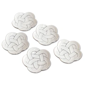 New Year Tableware, Japanese Tableware, Dish, 5.9 inches (15 cm), Lucky Charm, Arita-yaki, Plum Musubi, Platinum Wire, Silver, Medium Plate, Set of 5, Presentation Box Included