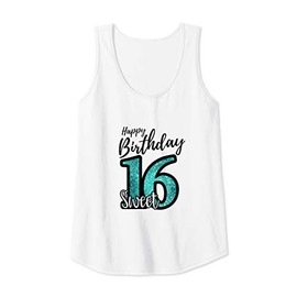 Womens Sweet 16 Gift I Turquoise and Black Party Decoration Design Tank Top