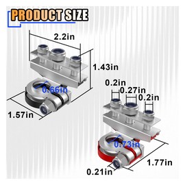 2PCS Battery Terminal Connectors with 3 Way -12V Automotive Top Post Battery Wire Cable Terminals Clamp Connectors Kit, Universal Positive and Negative Set, Copper Plate with 3 Bolt for Car Van Boat