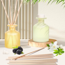YISOWUH Reed Diffuser - BlackBerry Pineapple & Jasmine Green Tea 3.38oz (100ml) 2 Packs Essential Oil Reed Diffuser Set with 16 Sticks, Long Lasting Fragrance for Home, Bathroom, Bedroom, Room, Decor
