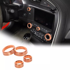 carmotion88 Car Volume & Air Condition Button Swtich Knob Ring For Corvette C7 Z06 2014-2019