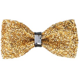Onwon Rhinestone Bow Ties Party Banquet Glitter Bowties with Adjustable Length Men's Pre-tied Bow Ties for Wedding Parties Gold