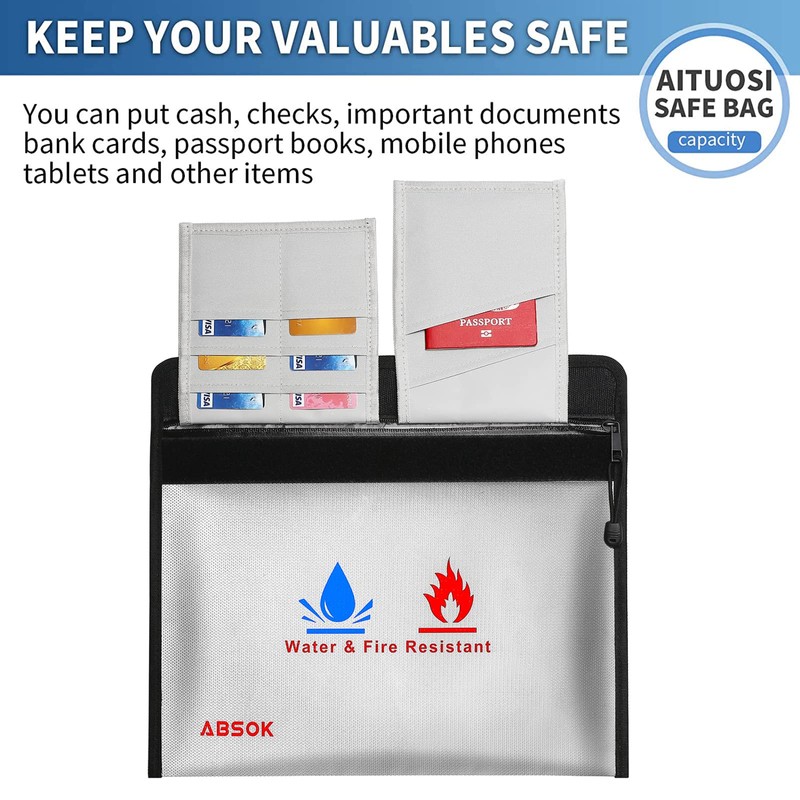 Fireproof Document Bag, Fireproof Money Safe Document Bag 15 x