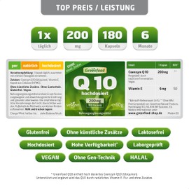 Vegan Coenzyme Q10 200 mg PURE Q10 (.) – Extra Hochdosiert Vegi Capsules – ultra Fuel Cells – Made from Natural Fermentation. No Artificial Additives, GM Free., , ,