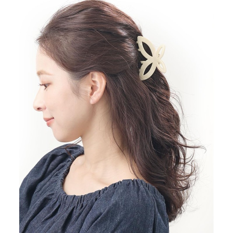 Vingtaine H7826-WH- Hair Claw Flower, Hollow Out, Simple, Hair Clip,
