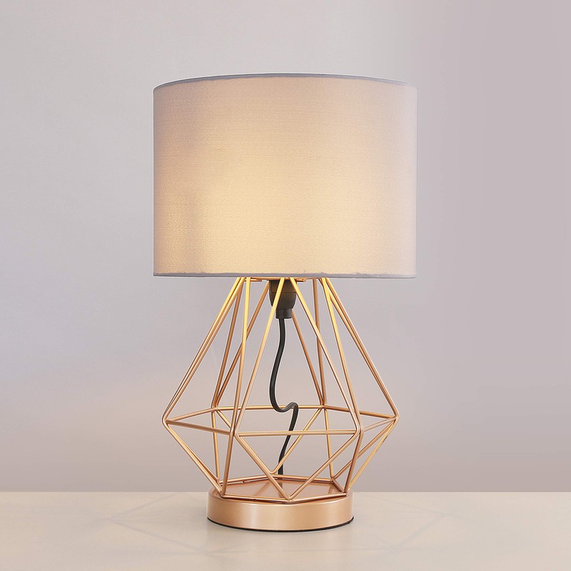 Modern Copper Metal Basket Cage Touch Table Lamp with a