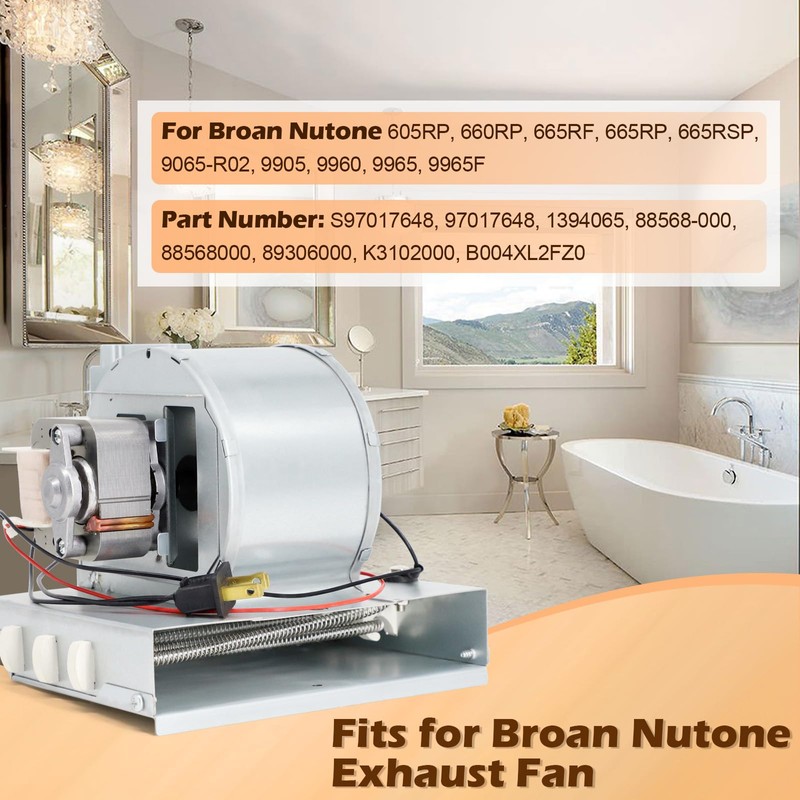 S97017648 Heater Motor Assembly Compatible with Broan Nutone 9965F, 605RP,