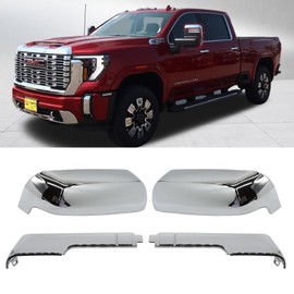Moonlinks Compatible with 2020-2024 Chevy Silverado GMC Sierra 2500HD 3500HD Side Mirror Cover,Chrome LH & RH Side Door Exterior Rearview Mirror Cap Trim for Sirrea 2500HD(4PCS SET）