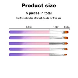 YOYEAH 5-Piece Nail Brush Set - Professional Gel and Acrylic Brush for Nails - Gel Brush for Nail Modelling - Acrylic Brush Nails - Nail Brush Set for Gel Nails