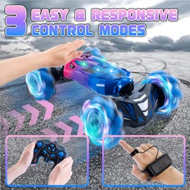 TADOZIC Gesture Sensing RC Stunt Car, 2.4GHz 4WD Stunt Car Toys for Ages 6-12 yr Boys Girls, Hand Controlled Remote Control Twist Cars, Offroad 360° Rotation with Lights and Music for Birthday Gifts