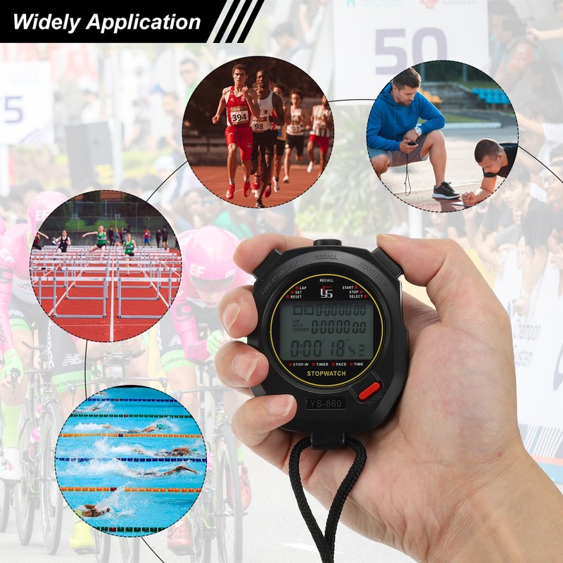 PATIKIL Sport Stopwatch Timer 60 Lap Memory, 0.01 Second Timing