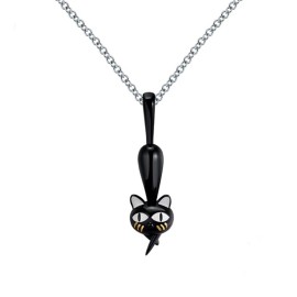Ginger Lyne Collection Ginny Black Cat Kitty Pendant Necklace for Women Sterling Silver Ginger Lyne ...