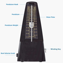 Mechanical Metronome with Accent Bell, Accurate Beat, Classic Appearance, Suitable for Piano, Guitar, Drums, Saxophone, Etc