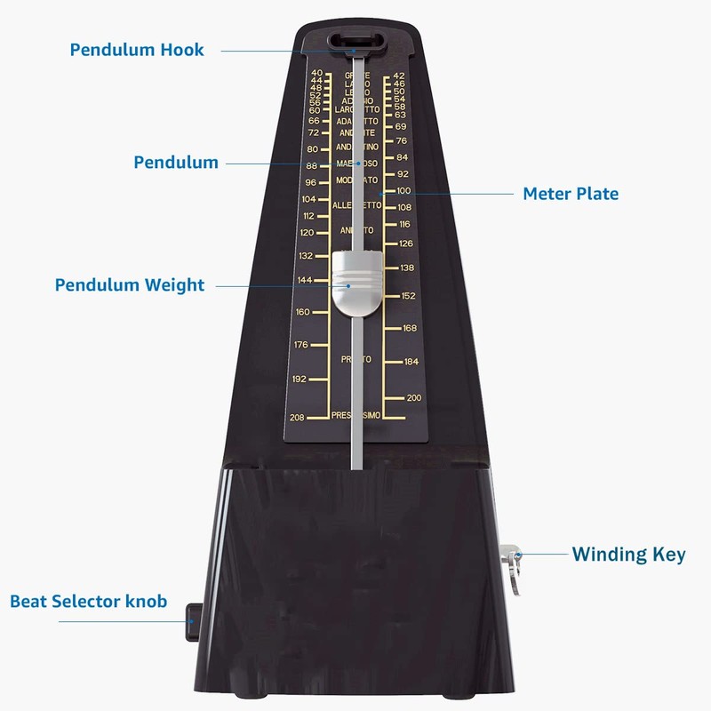 Mechanical Metronome with Accent Bell, Accurate Beat, Classic Appearance, Suitable