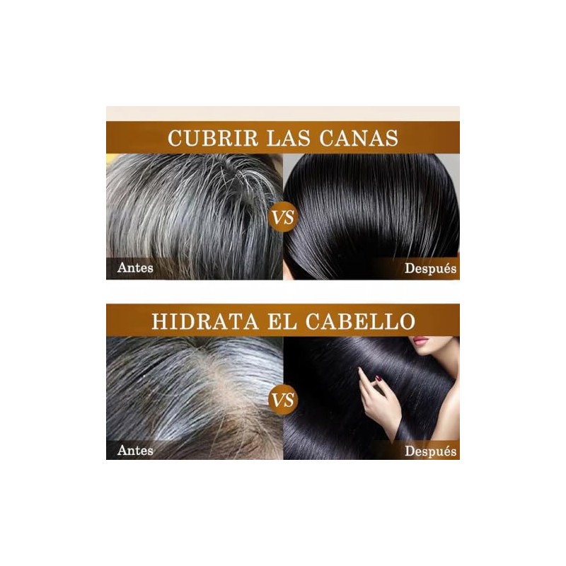 Shampoo Cubre Canas Tinte Instantáneo 3 en 1 Brillo Suavidad