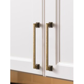 JIASENBAO 5 Pack Antique Brass Cabinet Pulls 3.78" Hole Center Retro Vintage Cabinet Handles Square Drawer Pulls Cupboard Kitchen Hardware