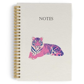 YLZlhb Trendy Funky Preppy Tiger Spiral Notebook Journal, Pink Preppy Girly Notebooks for Work School Office, Tiger Gifts for Women, Trendy Aesthetic Spiral Journal 5.5x8.3 Inches