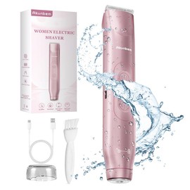 Bikini Trimmer for Women, Akunbem Electric Shaver and Razor Rechargeable 2-in-1 Body and Facial Hair Removal Double Head for Painless Trimming of Pubic Face Underarm Legs, IPX7 Waterproof, pink Soft Blades Smooth:_Pink