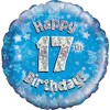 Oaktree UK Oaktree 18" Happy 17th Birthday Blue Holographic, Aluminium