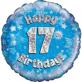 Oaktree UK Oaktree 18" Happy 17th Birthday Blue Holographic, Aluminium