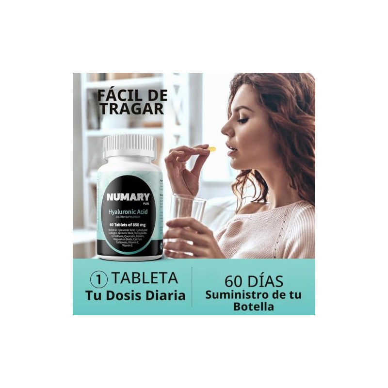 Ácido hialurónico con colágeno hidrolizado, MSM, cúrcuma y vitamina C.